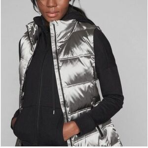 NWT Athleta goose down silver puffer vest
